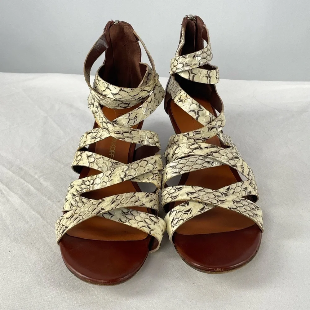 Rebecca Minkoff Strappy Leather Wedge‎ Sandal in Snakeskin Size 6.5